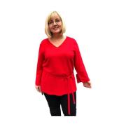 Red Godske Bluse med Knytebelte fra Tia - Red Topper