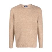 Beige Lammeull Crew Neck Genser