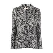 Sort Jacquard Enkeltspent Blazer