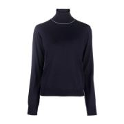 Bl? Roll-Neck Strikkegenser