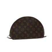 Brukt Brun Lerret Louis Vuitton Kosmetisk Veske