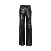 PU Straight Pants - Black