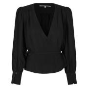 Elegant Paulina Wrap Bluse - Svart