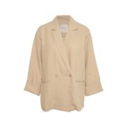 Beige Oversized Blazer Jakke