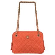 Pre-owned Oransje lerret Chanel veske