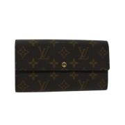 Pre-owned Brunt lerret Louis Vuitton lommebok