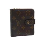 Pre-owned Brunt lerret Louis Vuitton lommebok