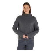 Mørkegrå Cashmere Blend Turtleneck Genser