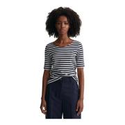 Slim Striped 1X1 Ribbed SS T - Evening Blue