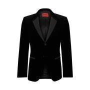 Velour Blazer med Satin Revers