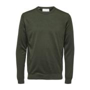 Grønn Selected Homme Slhtown Merino Coolmax Knit Crew Genser