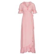 Romantisk Rosa Ruffle Maxi Kjole