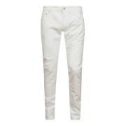 Solid Hvit Bomull Denim Jeans