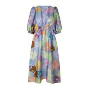 Filigran Flower Blue Midi Kjole