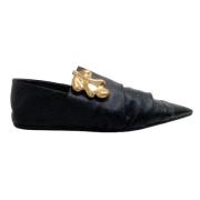 Sort skinn wrap loafers