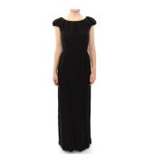 Svart Silke Kortermet Gown Maxi IT Kjole