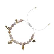 Stone Bead Bracelet 6 MM W/Charms - Grape