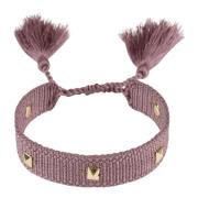 Woven Friendship Bracelet Thin W/Stud - Dusty Grape