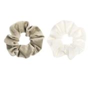 Velvet Scrunchie Faded Army White