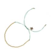 Metal Bead Bracelet Thin Teal