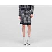 Sort Karl Lagerfeld Sort/Hvit Boucle Knit Skirt Skjørt