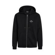 Casual Zip Logo Hettegenser - Svart