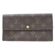 Pre-owned Brunt lerret Louis Vuitton lommebok