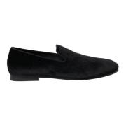 Luksuriøse Svarte Velvet Loafers