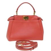 Pre-owned Oransje skinn Fendi Peekaboo