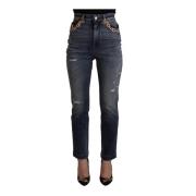 Blå High Waist Skinny Denim Jeans