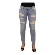 Blå Low Waist Skinny Denim Jeans