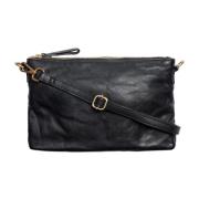 Sort Skinn Crossbody Clutch