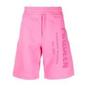 Rosa Logo-Print Bomullsshorts