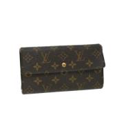 Pre-owned Brunt lerret Louis Vuitton lommebok