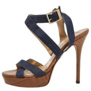 Pre-owned Navy Denim Jimmy Choo Sandaler