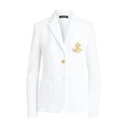 Hvit Anfisa Foret Jakke Blazer med Gull Detaljer