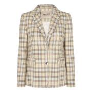 Beige Rutete Blazer Jakke