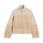 Sand Mix Tine Knit Half Zip Genser