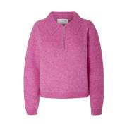 Rosa Selected Femme Slfsia-Mynte Half Zip Knit Gensere