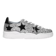 Glitter Sølv Sneakers Gummisåle