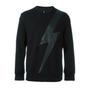 Sort Sweatshirt med Imitert Skinnflash