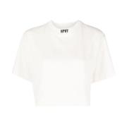 Hvit Logo Cropped T-Shirt