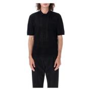 Svart Check Oversized Polo Shirt