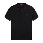 Slim Fit Twin Tipped Polo i Svart/Tawny Port