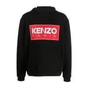 Sort hettegenser med Kenzo-patch