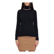 Elegant Svart Ull Turtleneck