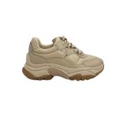 Beige Skinn Plattform Sneaker