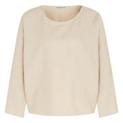 Beige Bluse med Flaggermusarmer