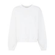 Hvit Terry Crew Sweatshirt med Puff Paint Logo