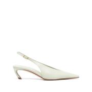 Grønne spisse slingback-pumps